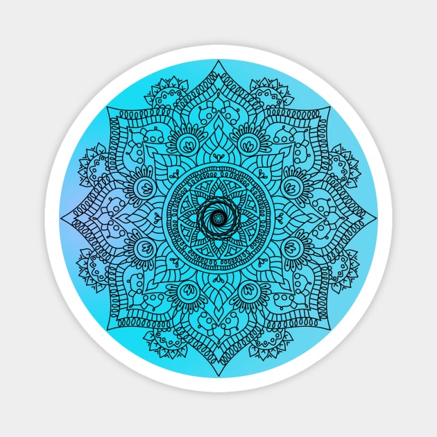 Flower mandala in blue Magnet by PetriGoodVibes